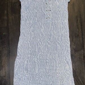 Blue and White Textured Body Con Dress